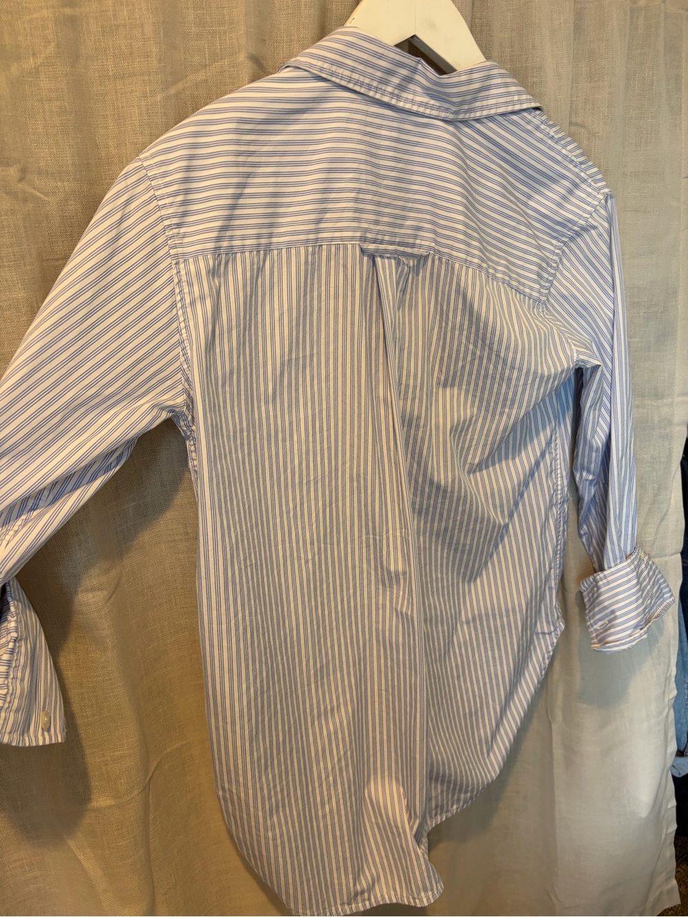 Citizens Of Humanity Seersucker Kayla Blue and White Striped Button-Down Shirt - Picture 6 of 6